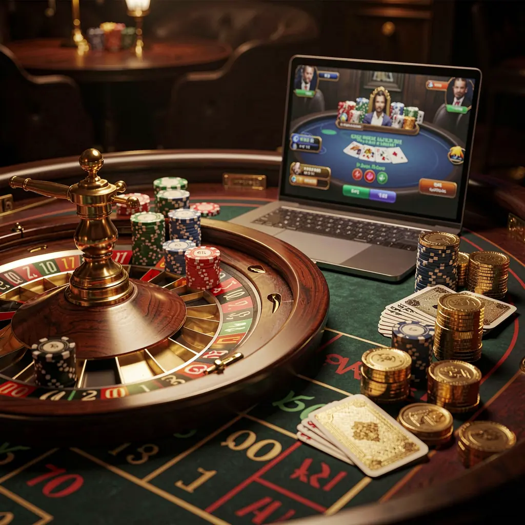 Close-up view of a modern roulette wheel with stacked casino chips and a digital interface highlighting the premium BEARJL live casino experience for players in the Philippines